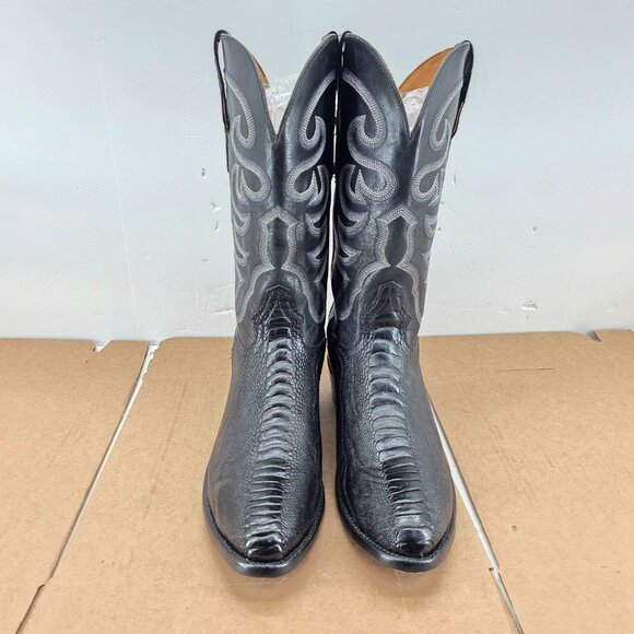 EL DORADO ED 2203 MEN'S HANDMADE BLACK OSTRICH LEG WESTERN BOOTS MEDIUM TOE 13 D - Picture 2 of 13